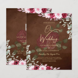 Papier Bourgogne Brown Floral Winter Mariage de automne I