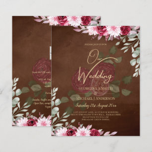 Papier Bourgogne Brown Floral Winter Mariage de automne I