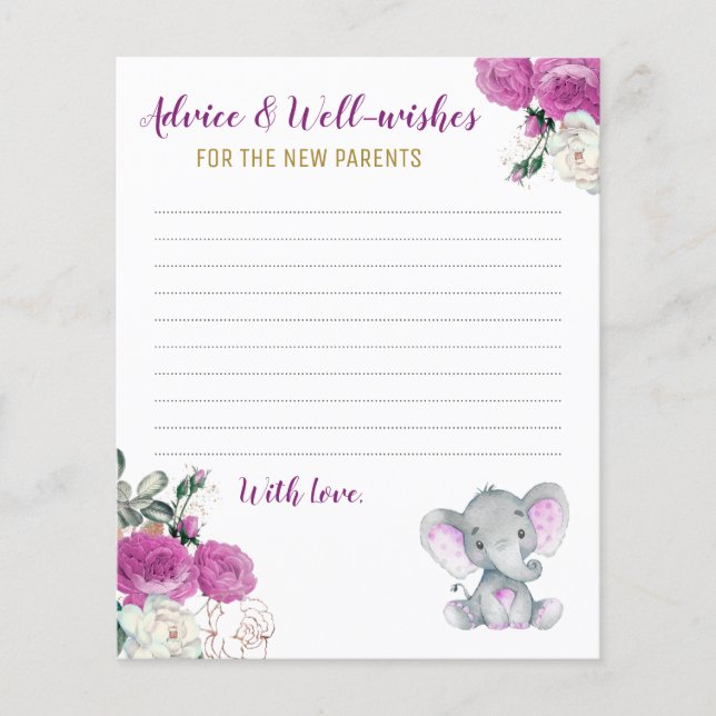 Papier Bourgogne Eléphant Douche Nouveaux Parents Conseil (Devant)