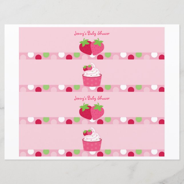 Papier Bouteille d'eau de fraise sucrée Étiquettes (Devant)