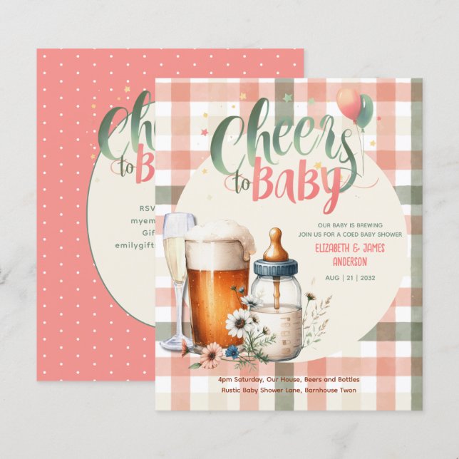 Papier Bouteilles de COED Bulles Brasse Sage Peche Gingha (Devant / Derrière)