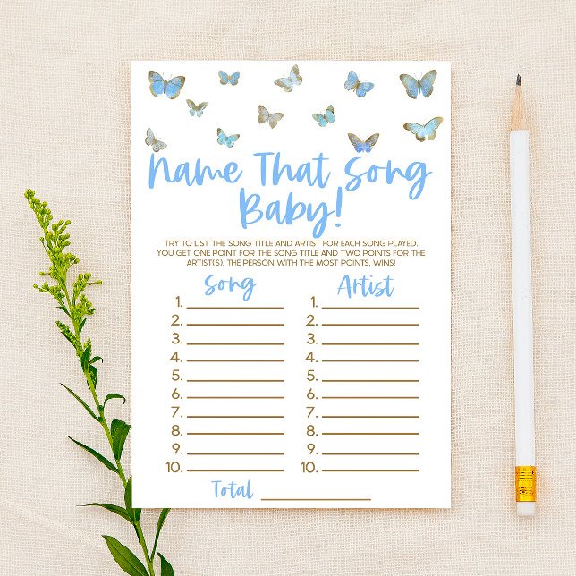 Papier Bouton bleu Nom Qui Chante Baby shower Jeu (Créateur téléchargé)