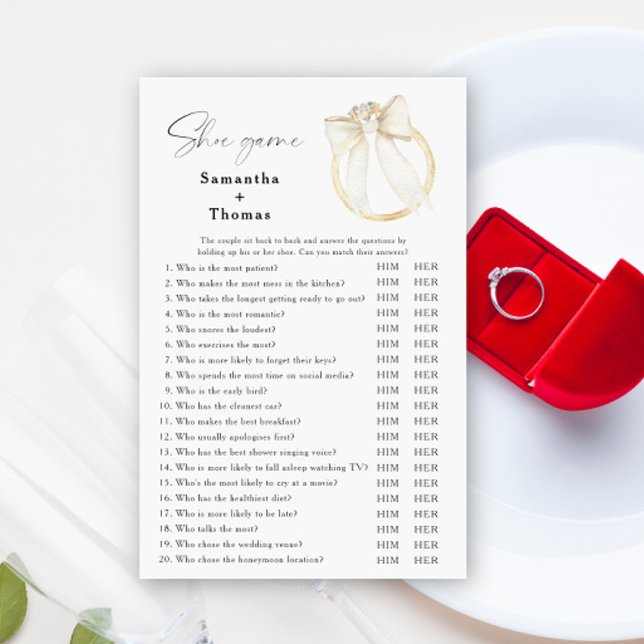 Papier Bow and Ring Bridal douche Chaussure jeu (Créateur téléchargé)