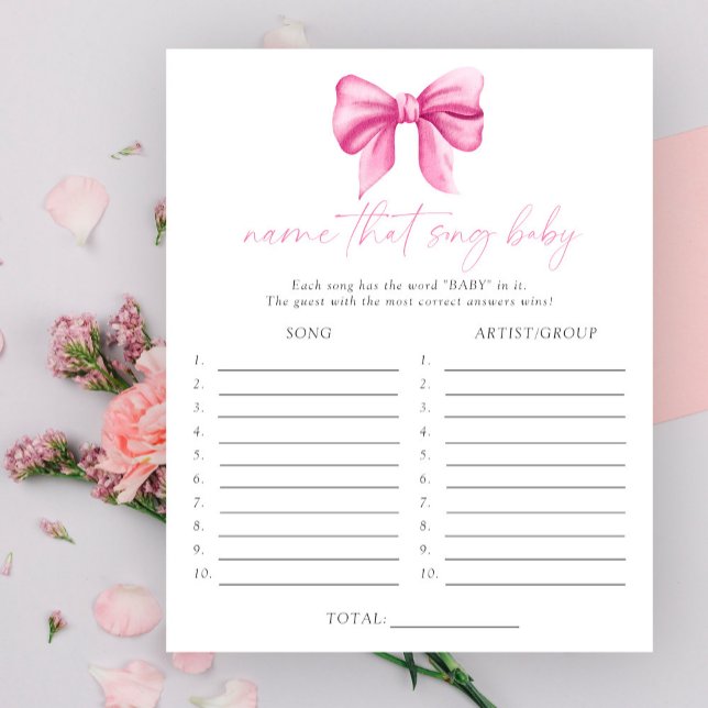 Papier Bow baby shower Nom de cette chanson jeu bébé (Créateur téléchargé)