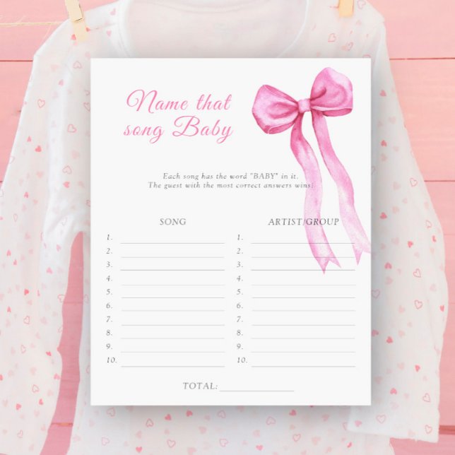 Papier Bow baby shower Nom de cette chanson jeu bébé (Créateur téléchargé)