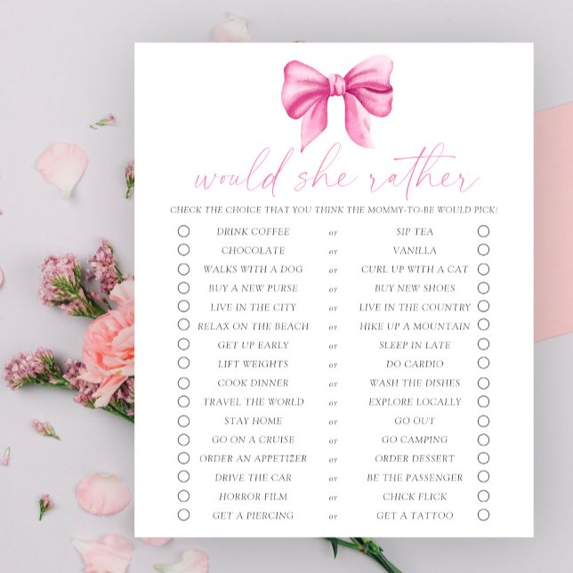 Papier Bow baby shower Voudrait-elle Plaire jeu (Créateur téléchargé)