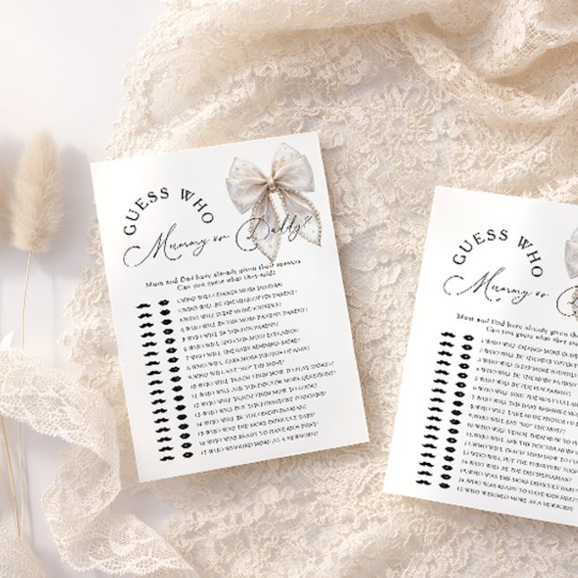 Papier Bow Guess Who Mommy or Daddy Baby Shower Game (Créateur téléchargé)