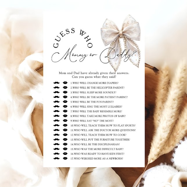 Papier Bow Guess Who Mommy or Daddy Baby Shower Game (Créateur téléchargé)