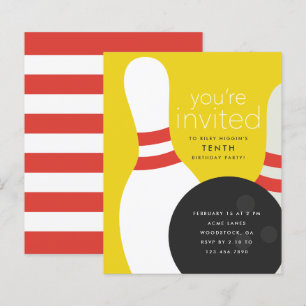 Papier Bowling Anniversaire Fête Invitation