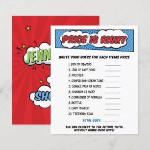 Papier Boy Comic Book Superhero Baby shower Prix Jeu