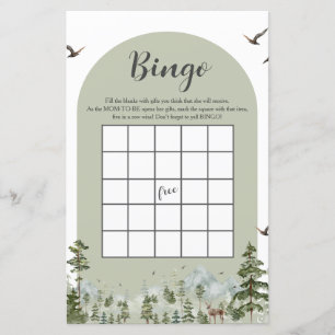 Papier Boy Pine Tree Forest Baby shower de montagne Bingo