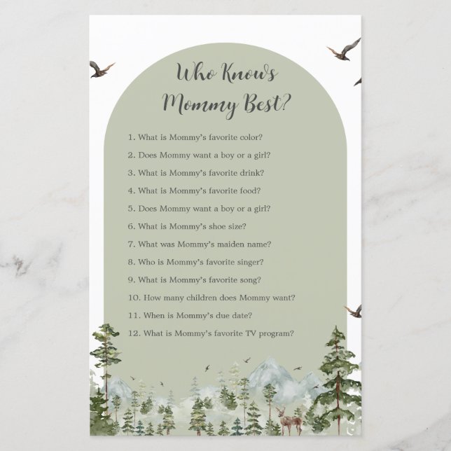 Papier Boy Pine Tree Forest Mountain Qui connaît maman mi (Devant)