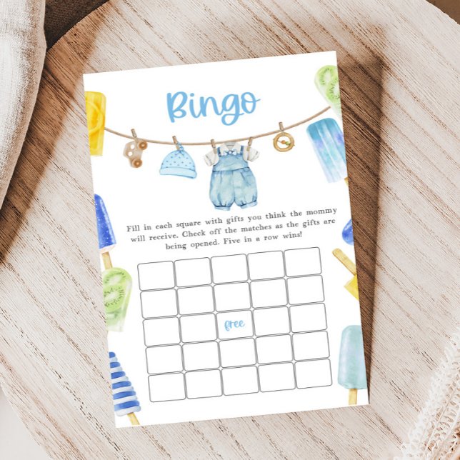 Papier Boy Popsicle Baby Shower Bingo Game (Ready to Pop Popsicle Baby Shower Game)