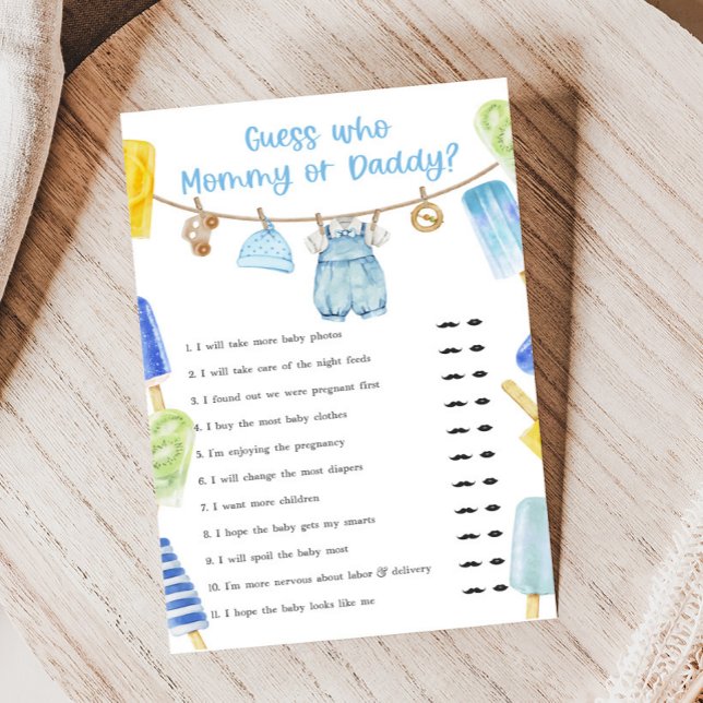 Papier Boy Popsicle Baby Shower Guess Who Game (Ready to Pop Popsicle Baby Shower Game)