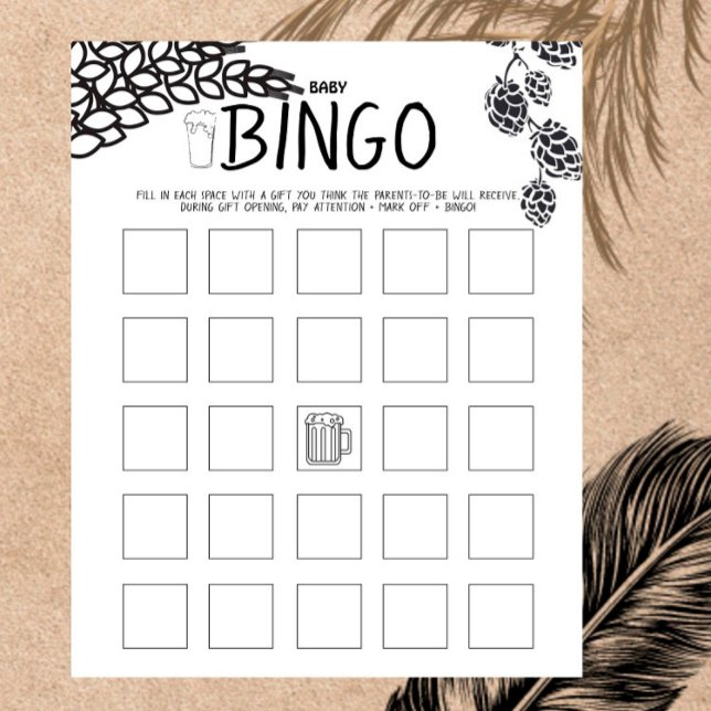 Papier Brasserie Baby - B&W - Baby shower Baby Bingo Jeu (Créateur téléchargé)