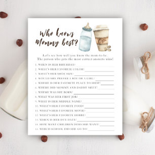 Papier Brasserie baby shower - Qui connaît maman mieux