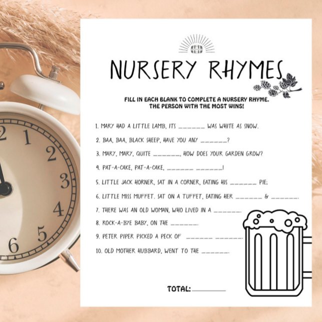 Papier Brasserie bébé - B&W - Baby Nursery Rhymes Jeu (Créateur téléchargé)