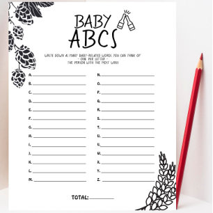 Papier Brasserie bébé - B&W - Baby shower bébé ABC jeu
