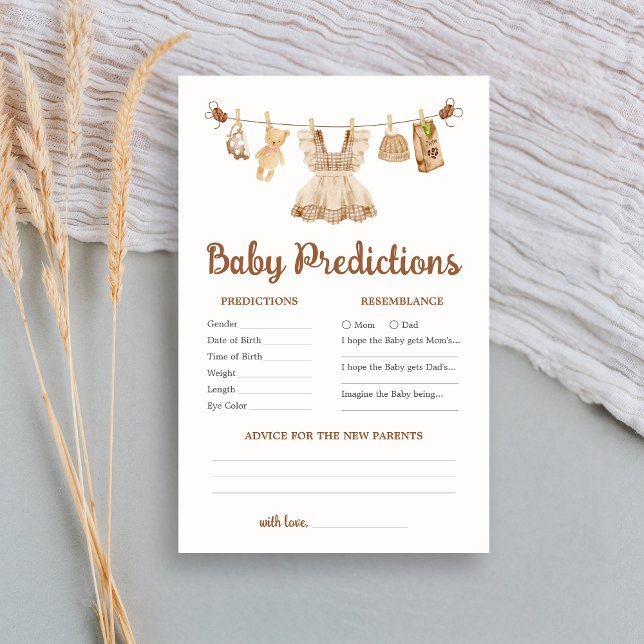 Papier Brewing Coffee Baby Shower Baby Predictions Game (Coffee Little Bean Clothesline Baby Shower Baby Predictions Game)