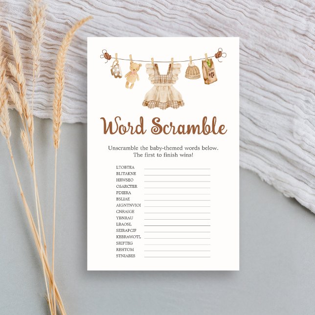 Papier Brewing Coffee Baby Shower Word Scramble Game (Coffee Little Bean Clothesline Baby Shower Word Scramble Game)