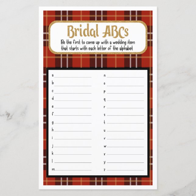 Papier Bride ABC Flannel et givre jeu de Fête des mariées (Devant)