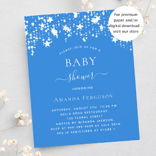 Papier Bright blue star garçon baby shower invitation bud