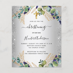 Papier Brising argent eucalyptus vert invitation