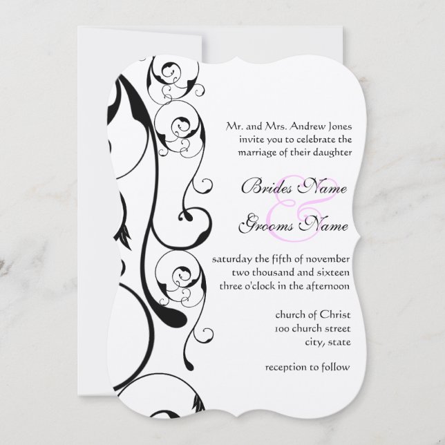 Papier Brown Black Swirls Wedding Invitations (Devant)