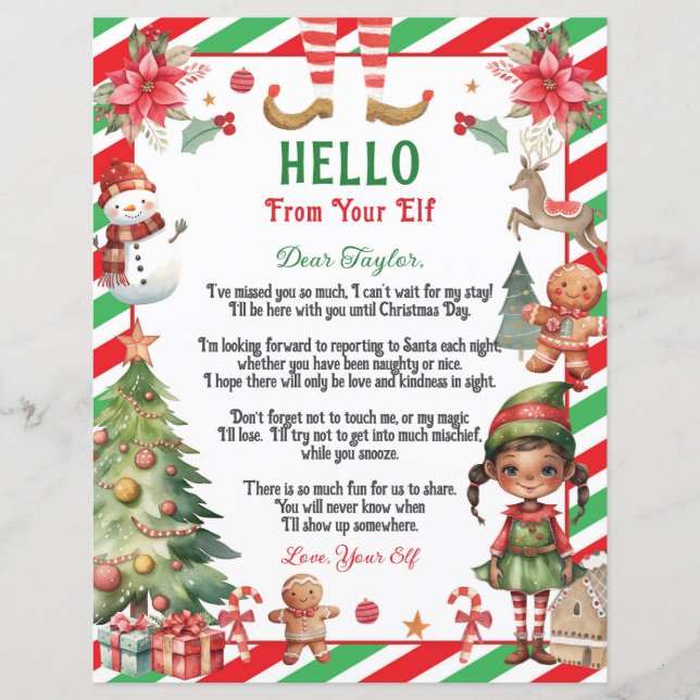 Papier Brown Elf Retour Arrivée Lettre de Noël d'Elf (Devant)