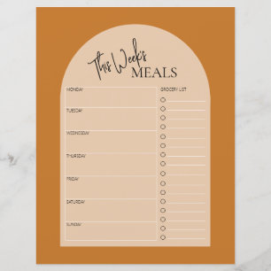 Papier Brûlé Orange Texte minimal Planificateur de repas