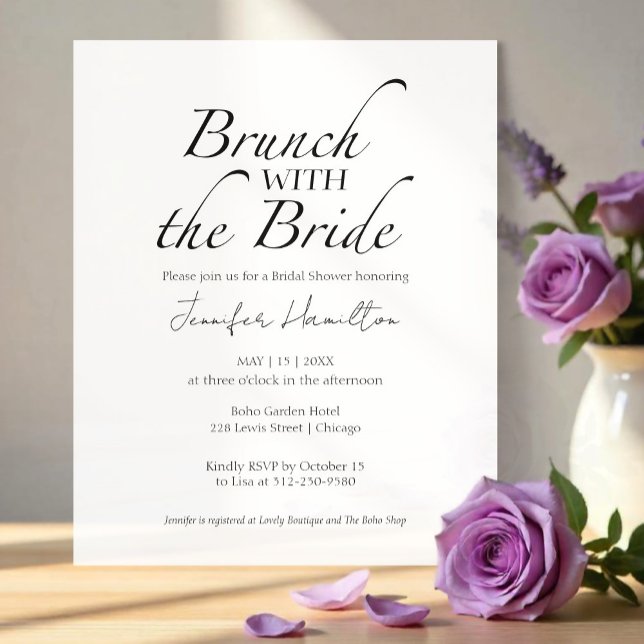 Papier Brunch avec la mariée Fête des mariées noire et bl (Créateur téléchargé)