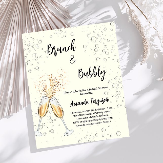 Papier Brunch Bubbly Fête des mariées invitation en ivoir (Créateur téléchargé)