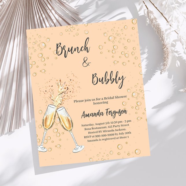 Papier Brunch Bubbly Fête des mariées pêche invitation (Créateur téléchargé)