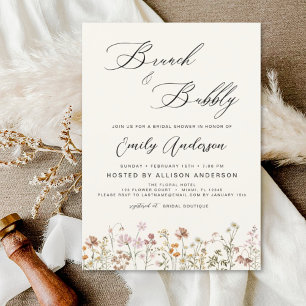 Papier Brunch Bubbly Invitation Fleur sauvage de douche n
