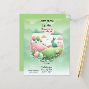 Papier Brunch de Pâques et chasse aux oeufs rose et vert