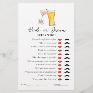 Papier Bubbles & Brew 'Guess Who' Douche jeu