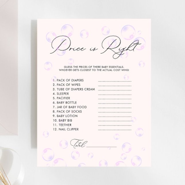 Papier Bubbles Price is Right Boy Baby shower Jeu (Créateur téléchargé)