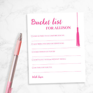 Papier Bucket List Pink Graduation Advice Tassel