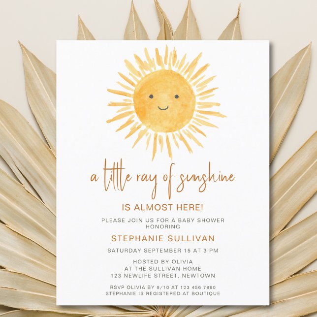 Papier Budge Little Ray of Sunshine Baby shower Invitatio (Créateur téléchargé)