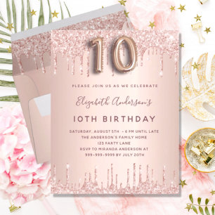 Papier BUDGET 10e anniversaire rose parties scintillant o