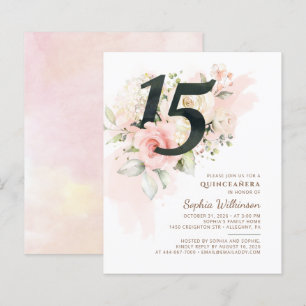 Papier Budget 15e anniversaire Floral Quinceanera Invitat