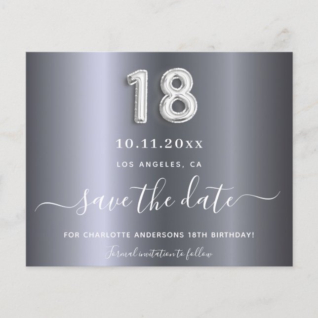 Papier Budget 18e anniversaire argent métal enregistrer l (Devant)