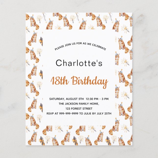 Papier Budget 18e anniversaire chats blanc doré (Devant)