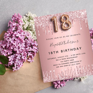 Papier Budget 18th Birthday pink dusty rose glitter pink