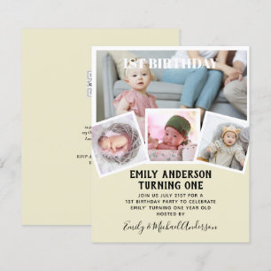 Papier BUDGET 1er anniversaire PHOTO Invitation ou MERCI