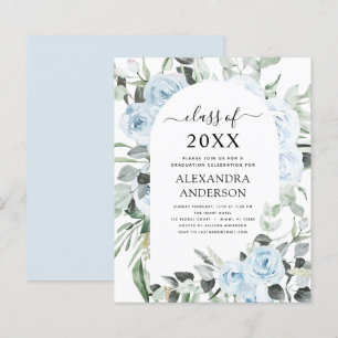 Papier Budget 2022 Dusty Blue Graduation Floral Greenery