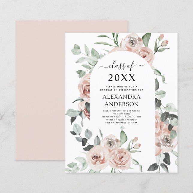 Papier Budget 2022 Dusty Pink Graduation Floral (Devant / Derrière)