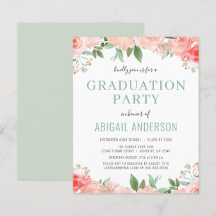 Papier Budget 2022 Girly Grad Sage Floral Invitation
