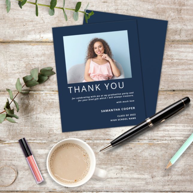 Papier Budget 2022 Graduation Navy Thank You (Créateur téléchargé)