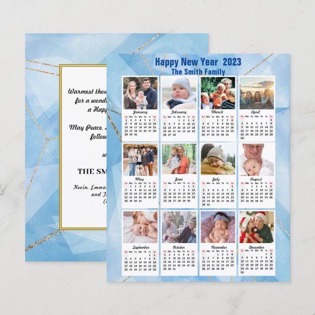 Papier Budget 2023 Calendrier moderne Photo de famille Ca (Devant / Derrière)